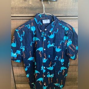 Blue flaming button up shirt